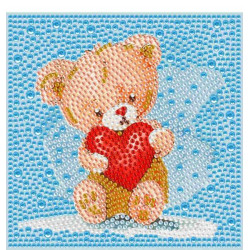 Алмазна мозаїка Ведмедик Тедді 15х15см, рамка у комплекті, ТМ Brushme, Україна арт: DM5003