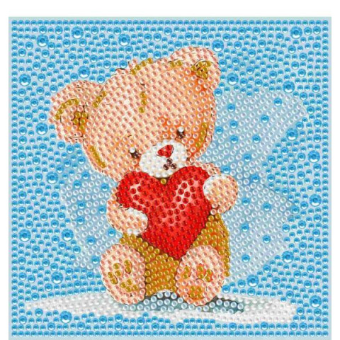 Алмазна мозаїка Ведмедик Тедді 15х15см, рамка у комплекті, ТМ Brushme, Україна арт: DM5003
