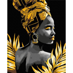 Картина по номерам Африканка Михайлышина Дарья Михайловна, Black 40х50см Металлические/Флуоресцентные, ТМ Brushme, Украина