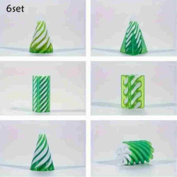 Набор из 6 штук 3D-печатных фигур зеленый 5см, пласт.кор. 11*7*4см