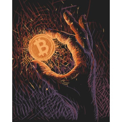 Картина по номерам "Биткоин" лак 40*50см, термопакет, ТМ ART Craft, Украина