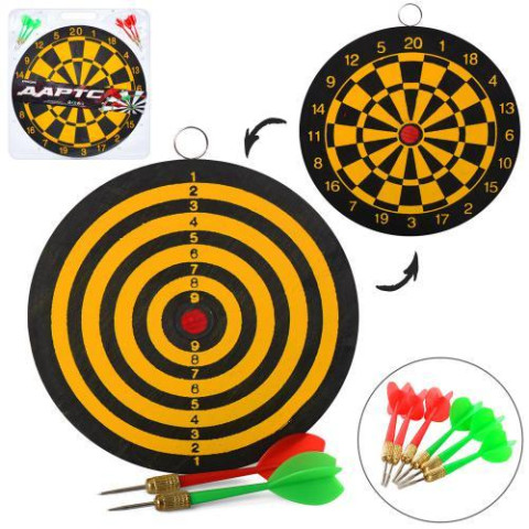 Дартс 17 дюймов, дротики с иглой 6шт, двусторонний, в слюде, 44*47*2см 