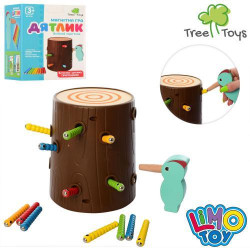 Деревянная игрушка LIMO TOY Игра магнитная, пенек, птичка, гусеница, в кор. 14,5*18,5*15см 