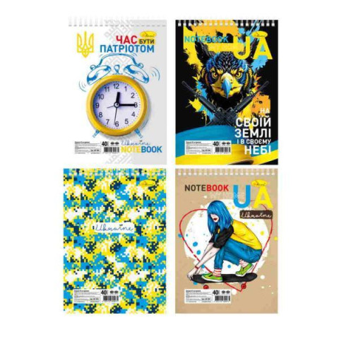 Блокнот А5, 40 л., лакировка, пружина сверху 