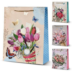 Пакет подарунковий паперовий M &quot;Flower dance&quot; 26*32*10см, ЦІНА ЗА УП. 12ШТ  арт: R95501-M