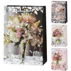 Пакет подарунковий паперовий S &quot;Flowers&quot; 17*24*8см, ЦІНА ЗА УП. 12ШТ  арт: R32978-S