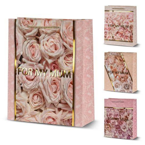 Пакет подарунковий паперовий S "For my Mum" 18*23*10см, ЦІНА ЗА УП. 12ШТ  арт: R33183-S