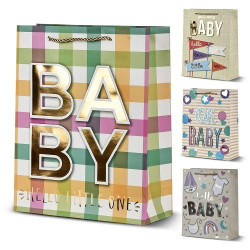 Пакет подарунковий паперовий S &quot;Hello baby&quot; 18*23*8см, ЦІНА ЗА УП. 12ШТ  арт: R33057-S