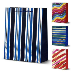 Пакет подарунковий паперовий M &quot;Stripes&quot; 26*32*10см, ЦІНА ЗА УП. 12ШТ  арт: R33066-M
