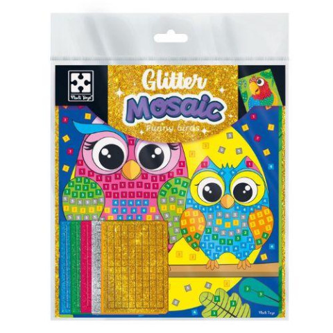 Набір для творчості зі блискучою мозаїкою "Сова та Папуга", пак. 26*21см, ТМ Vladi Toys, Україна, арт: VT4511-14