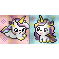 Алмазна мозаїка на магнітній основі для дітей "Дві одноріжки" 9*9см, пакет, ТМ Ідейка, Україна арт: AMG1044