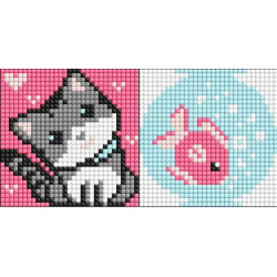 Алмазна мозаїка на магнітній основі для дітей &quot;Рибка та кошеня&quot; 9*9см, пакет, ТМ Ідейка, Україна арт: AMG1050