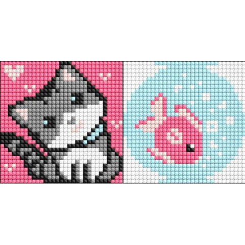 Алмазна мозаїка на магнітній основі для дітей "Рибка та кошеня" 9*9см, пакет, ТМ Ідейка, Україна арт: AMG1050