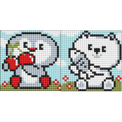 Алмазна мозаїка на магнітній основі для дітей &quot;Пінгвін та ведмежатко&quot; 9*9см, пакет, ТМ Ідейка, Україна арт: AMG1092