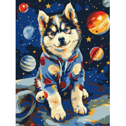 Картина по номерам "Космический хаски" 30*40см, термопакет, ТМ Идейка, Украина