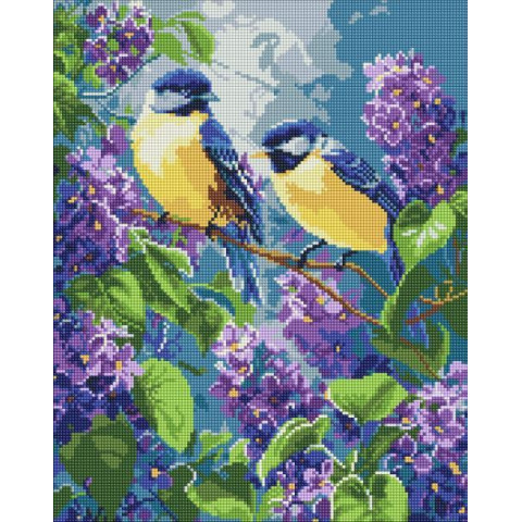 Алмазна мозаїка "Весняний дует" 40*50см, термопакет, ТМ Ідейка, Україна арт: AMO8087