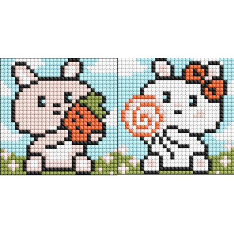 Алмазна мозаїка на самоклеючій основі для дітей "Милі зайченята" 9*9см, пакет, ТМ Ідейка, Україна арт: AMS1093