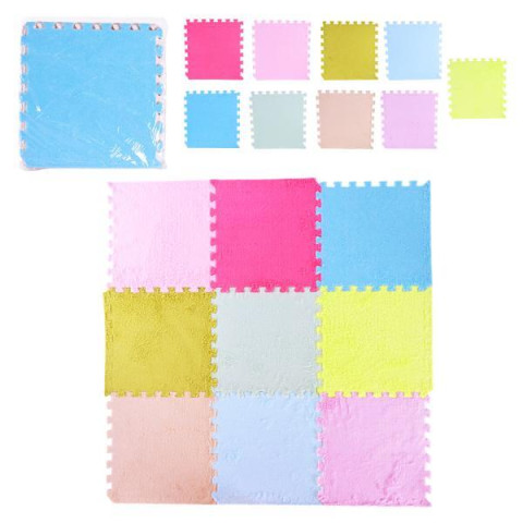 Коврик-пазл EVA плюшевый 30*30*0,6см 9 дет микс 