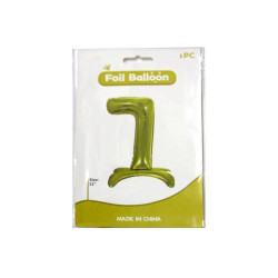 Шарик на ножке Цифра "7" Золото 81см, пак. 20*13см 