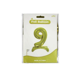 Шарик на ножке Цифра "9" Золото 81см, пак. 20*13см 