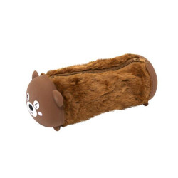 Пенал-косметичка силиконовый с мехом. Мишка 12шт/уп, пак.13*10см