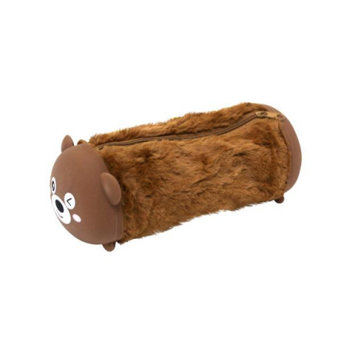 Пенал-косметичка силиконовый с мехом. Мишка 12шт/уп, пак.13*10см