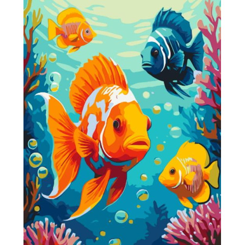 Картина за номерами "Яскраві рибки" лак 40*50см, термопакет, ТМ ART Craft, Україна арт: 11694-AC