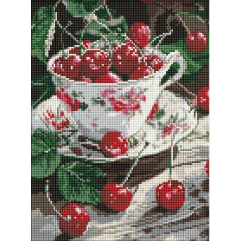 Алмазна мозаїка "Вишнева насолода" 30*40см, термопакет, ТМ Ідейка, Україна арт: AMO8117