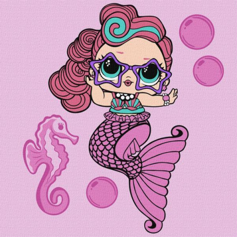 Картина за номерами  для дітей "L.O.L. Surprise! Mermaids Waves" 40*40см, термопакет, ТМ Ідейка, Україна арт: KHO6266
