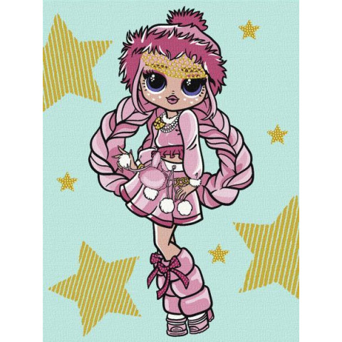 Картина за номерами  для дітей "L.O.L. Surprise! O.M.G. Fashion show La Rose" зі стразами 30*40см, термопакет, ТМ Ідейка, Україна арт: KHO6271