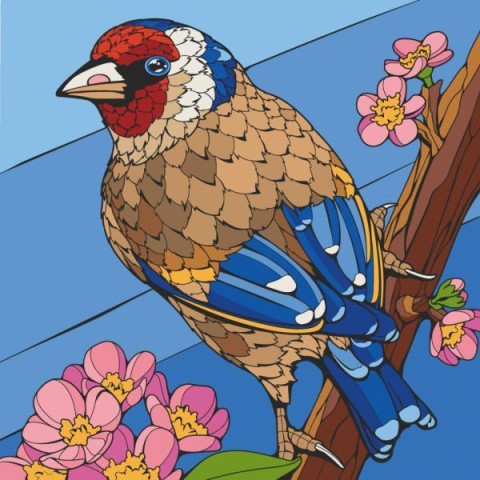 Картина за номерами "Щиголь" лак 30*30см, термопакет, ТМ ART Craft, Україна арт: 11532-AC