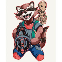 Картина по номерам "Грут и Ракета" лак 40*50см, термопакет, ТМ ART Craft, Украина