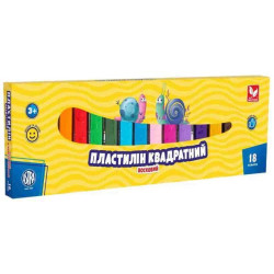 Пластилин квадратный восковой 18 цветов, в кор. 30*9,5см, ТМ Школярик, Украина