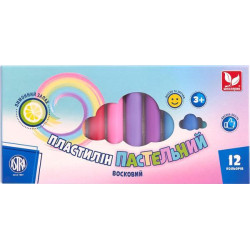 Пластилин круглый восковой пастельных цветов с запахом лимона 12 цветов, в кор. 19*9,5см, ТМ Школярик, Украина
