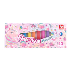 Пластилин круглый восковой Unicorn 12 цветов, в кор. 21,5*8,5см, ТМ Школярик, Украина