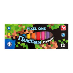 Пластилин круглый восковой Pixel One 12 цветов, в кор. 21,5*8,5см, ТМ Школярик, Украина