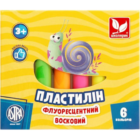 Пластилін флуоресцентний 6 кольорів, в кор. 9,5*11см, ТМ Школярик, Україна арт: 83811906-UA