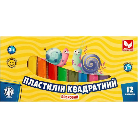 Пластилін квадратний восковий 12 кольорів, в кор. 19,5*9,5см, ТМ Школярик, Україна арт: 83813908-UA