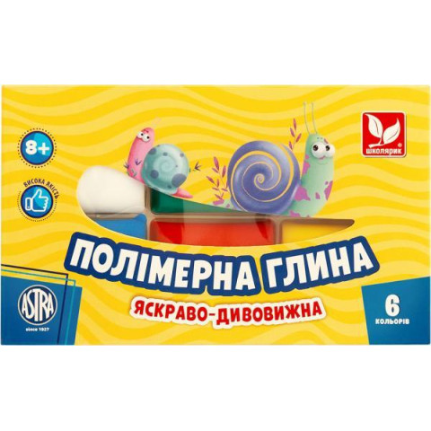 Полімерна глина 6 кольорів, в кор. 16*9,5см, ТМ Школярик, Україна арт: 83911901-UA