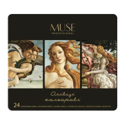 Карандаши цветные круглые MUSE 24 цвета, мет.кор. 18*21см, ТМ Школярик, Украина