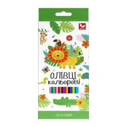 Карандаши цветные трехгранные + точилка - 24 цвета, в кор. 21*9см, ТМ Школярик, Украина