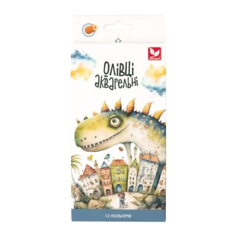 Карандаши акварельные шестигранные 12 цветов с кисточкой, в кор. 21*9см, ТМ Школярик, Украина