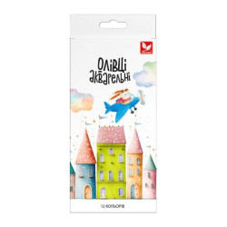 Карандаши акварельные шестигранные 12 цветов с кисточкой, в кор. 21*10см, в кор. 21*9см, ТМ Школярик, Украина