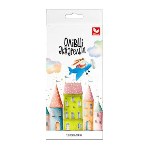 Карандаши акварельные шестигранные 12 цветов с кисточкой, в кор. 21*10см, в кор. 21*9см, ТМ Школярик, Украина