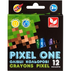 Карандаши цветные Crayons Pixel One 12 цветов, кор.12*9см, в кор. 21*9см, ТМ Школярик, Украина