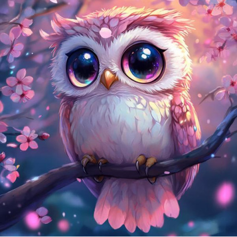 Алмазна мозаїка "Рожева сова", 20*20см, на рамці, в кор. 21*21*2,5см, ТМ Dreamtoys арт: S10110