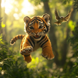 Алмазная мозаика "Тигрёнок в воздухе", 20*20см, на рамке, в кор. 21*21*2,5см, ТМ Dreamtoys