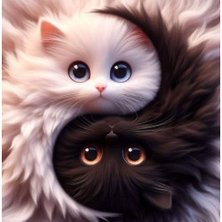 Алмазная мозаика "Кошачья гармония: Инь-Ян", 20*20см, на рамке, в кор. 21*21*2,5см, ТМ Dreamtoys