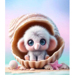 Алмазна мозаїка &quot;Слоненятко в мушлі&quot;, 20*20см, на рамці, в кор. 21*21*2,5см, ТМ Dreamtoys арт: S10180