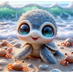 Алмазна мозаїка &quot;Мила черепашка на пляжі&quot;, 20*20см, на рамці, в кор. 21*21*2,5см, ТМ Dreamtoys арт: S10190